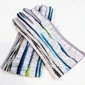 Gray Yarn Striped Tech Touchscreen Gloves NEW Winter Gift